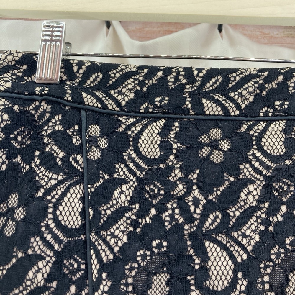 Express Cream Black Lace Overlay Skirt Women's Mini Size 00 Club Date Night - Picture 2 of 5